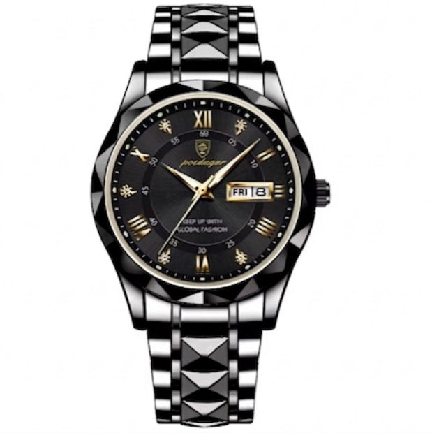 Mens Watch Leather Strap Quartz Movement
